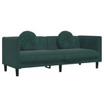 vidaXL Ensemble de canapés 3 Pièces avec coussins vert foncé velours