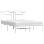 vidaXL Cadre de lit métal sans matelas et tête de lit blanc 140x200 cm