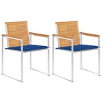 vidaXL Chaises de jardin avec coussins 2 Pièces Teck solide et acier