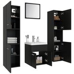 vidaXL Ensemble de meubles de salle de bain Noir Aggloméré