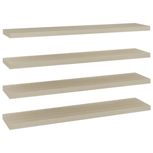 vidaXL Étagères murales flottantes 4 Pièces chêne 120x23 5x3 8 cm MDF