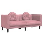 vidaXL Canapé avec coussins 2 places rose velours