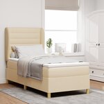Lit à ressort avec matelas vidaXL en crème  100x200 cm  tissu