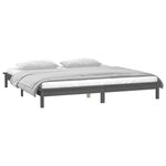 vidaXL Cadre de lit à LED sans matelas gris 140x190 cm bois massif