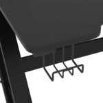 Bureau table poste de travail meuble d'ordinateur informatique étude de jeu avec pieds en forme de ZZ 110 x 60 x 75 cm noir 02_0023773