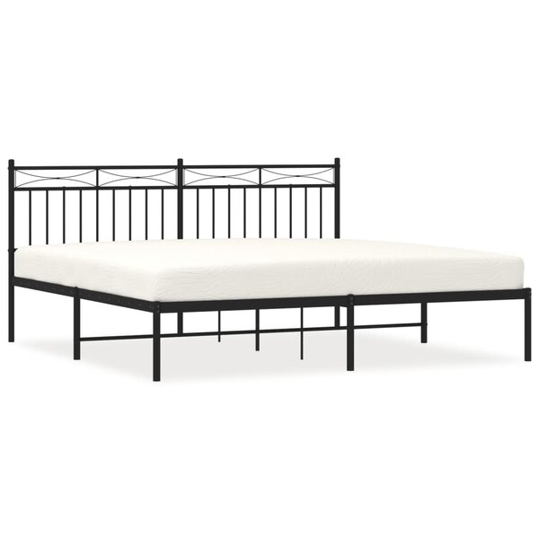 vidaXL Cadre de lit métal sans matelas et tête de lit noir 180x200 cm
