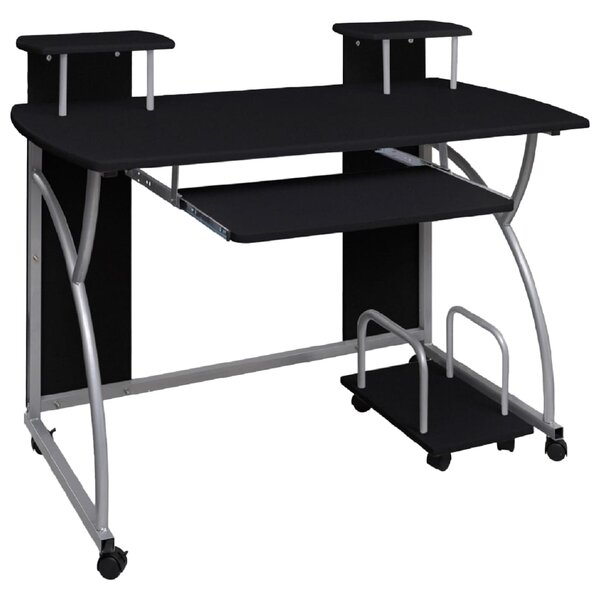 Bureau table poste de travail meuble d'ordinateur informatique étude d'ordinateur 110 x 52 x 88 5 cm bois d’ingénierie noir 02_0023743