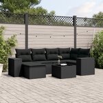 vidaXL Salon de jardin 7 Pièces avec coussins noir résine tressée