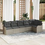 Ensemble de Canapé de Jardin 6 Pièces avec Coussins en Rotin Poly Gris Clair