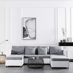 vidaXL Canapé-lit extensible à 4 places Similicuir Blanc
