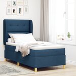 Lit à ressort vidaXL avec matelas bleu 90x200 cm en tissu