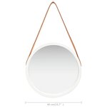 vidaXL Miroir mural avec sangle 40 cm Blanc