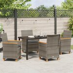vidaXL Ensemble de Salle à Manger de Jardin 5 Pièces avec Coussins Gris Poly Rattan