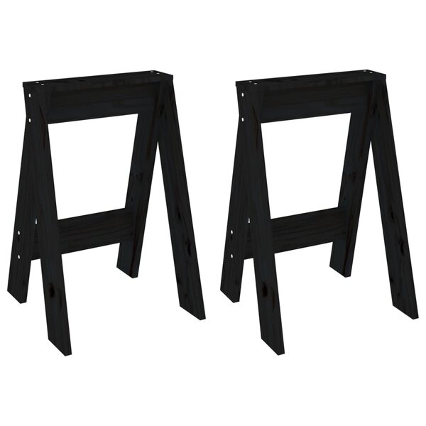 vidaXL Tabourets lot de 2 noir 40x40x60 cm bois massif de pin