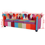 vidaXL Canapé Chesterfield 3 places tissu