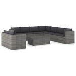 Salon de jardin meuble d'extérieur ensemble de mobilier 10 pièces avec coussins résine tressée gris 02_0015131