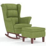vidaXL Chaise à bascule avec pieds en bois et tabouret Vert clair