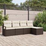 Ensemble de Canapé de Jardin 5 Pièces avec Coussins Marron en Rattan PE