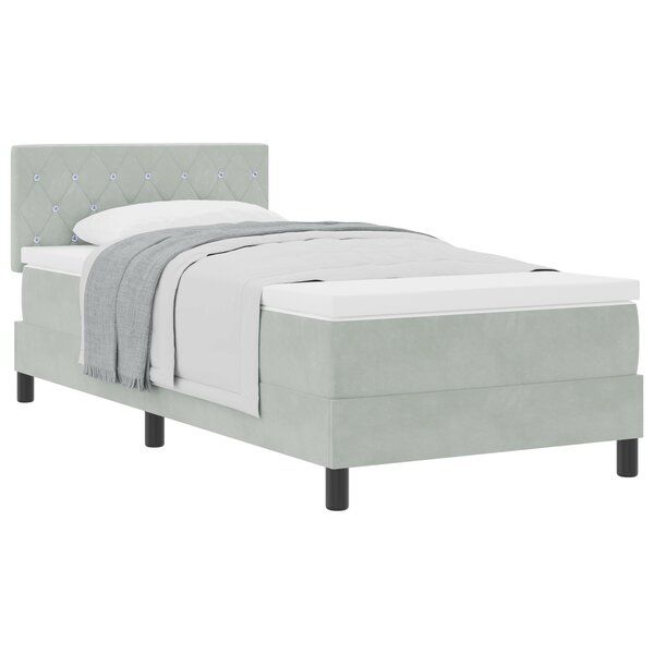 Lit Box Spring vidaXL avec Matelas Velours Gris Clair Simple
