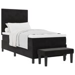 vidaXL Lit Box Spring avec matelas et banc noir 90x190 cm velours