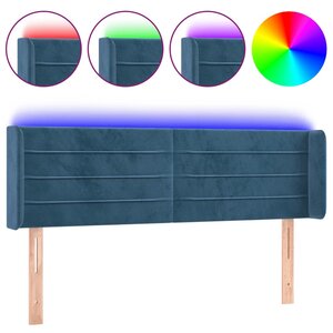 vidaXL Tête de lit à LED Bleu foncé 147x16x78/88 cm Velours