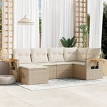 vidaXL Salon de jardin avec coussins 6 Pièces beige résine tressée
