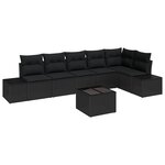 vidaXL Ensemble de canapés de jardin de 7 pièces avec coussins beige en poly rattan