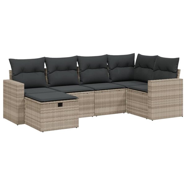 vidaXL Salon de jardin 6 Pièces avec coussins gris clair résine tressée