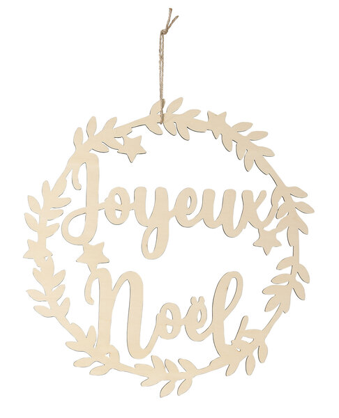 Couronne en bois Joyeux Noël 29 cm