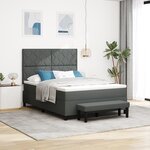 vidaXL Lit à sommier avec matelas et banc gris foncé 140x190 cm Tissu