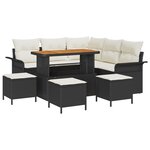 vidaXL Ensemble de Canapés de Jardin 9 Pièces avec Coussins Noir Poly Rattan Acacia