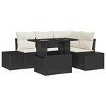 vidaXL Ensemble de canapé de jardin de 5 pièces avec coussins Noir Poly Rattan