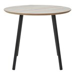 Table basse aspect travertin pieds noirs Ø 55 x 45 cm
