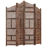 vidaXL Cloison de séparation 4 panneaux Marron 160x165cm Bois manguier