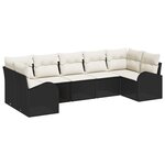 vidaXL Ensemble de canapé de jardin 7 pièces avec coussins en poly rattan noir