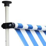 Store banne manuel rétractable 2 5L x 1 5l x 2-3H m inclinaison réglable installation rapide métal alu polyester bleu blanc rayé
