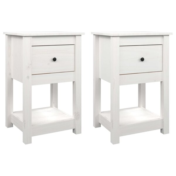 vidaXL Tables de chevet 2 Pièces Blanc 40x35x61 5 cm Bois de pin massif