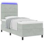 vidaXL Lit à sommier avec matelas et lumière LED Gris clair 80x200 cm Velours