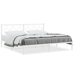 vidaXL Cadre de lit métal avec tête de lit blanc 193x203 cm
