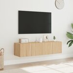 vidaXL Meubles TV muraux lumières LED 2 Pièces chêne sonoma 60x35x31 cm