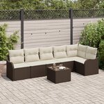Ensemble de Canapé de Jardin 6 Pièces avec Coussins Gris Poly Rattan
