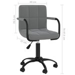 vidaXL Chaise pivotante de bureau Gris foncé Velours