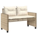 vidaXL Salon de jardin avec coussins 4 Pièces beige résine tressée verre