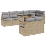 Set de Canapé de Jardin 9 Pièces avec Coussins Beige Poly Rattan