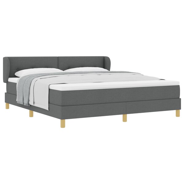 vidaXL Lit box spring avec matelas gris foncé 180x200 cm en tissu