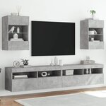 vidaXL Meubles TV muraux et lumières LED 2Pièces gris béton 40x30x60 5 cm