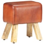 vidaXL Banc saut de cheval 38 cm marron cuir véritable et manguier