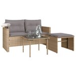 vidaXL Salon de jardin avec coussins 3 Pièces beige résine tressée