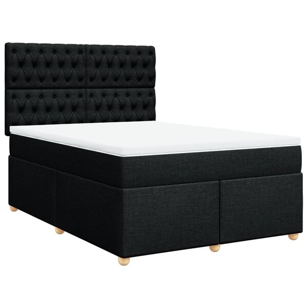 vidaXL Sommier à lattes de lit avec matelas Noir 160x200 cm Tissu