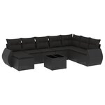 vidaXL Salon de jardin 9 Pièces avec coussins noir résine tressée